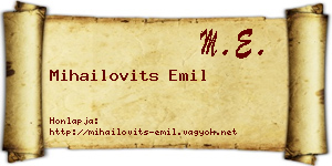 Mihailovits Emil névjegykártya